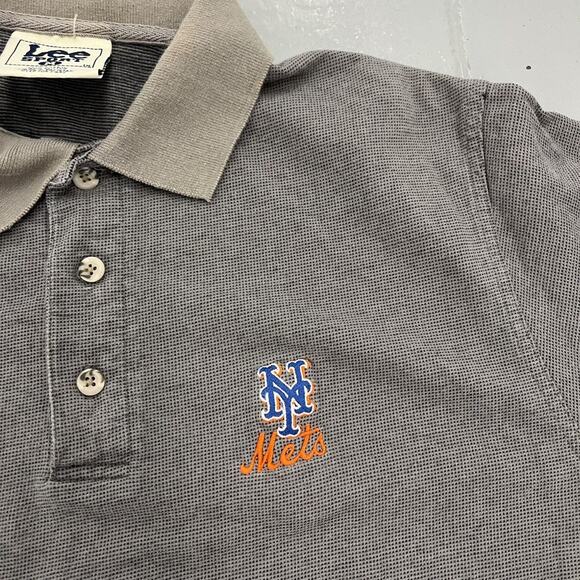 Vintage 90s New York Mets Grey Lee Sport MLB Polo - Picture 2 of 3
